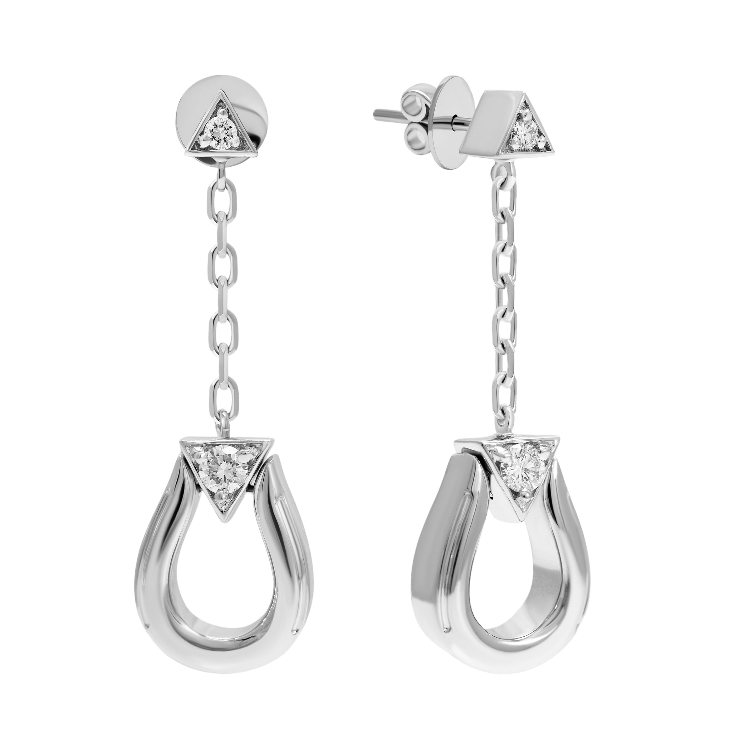 Horse Shoe Earrings - White Gold