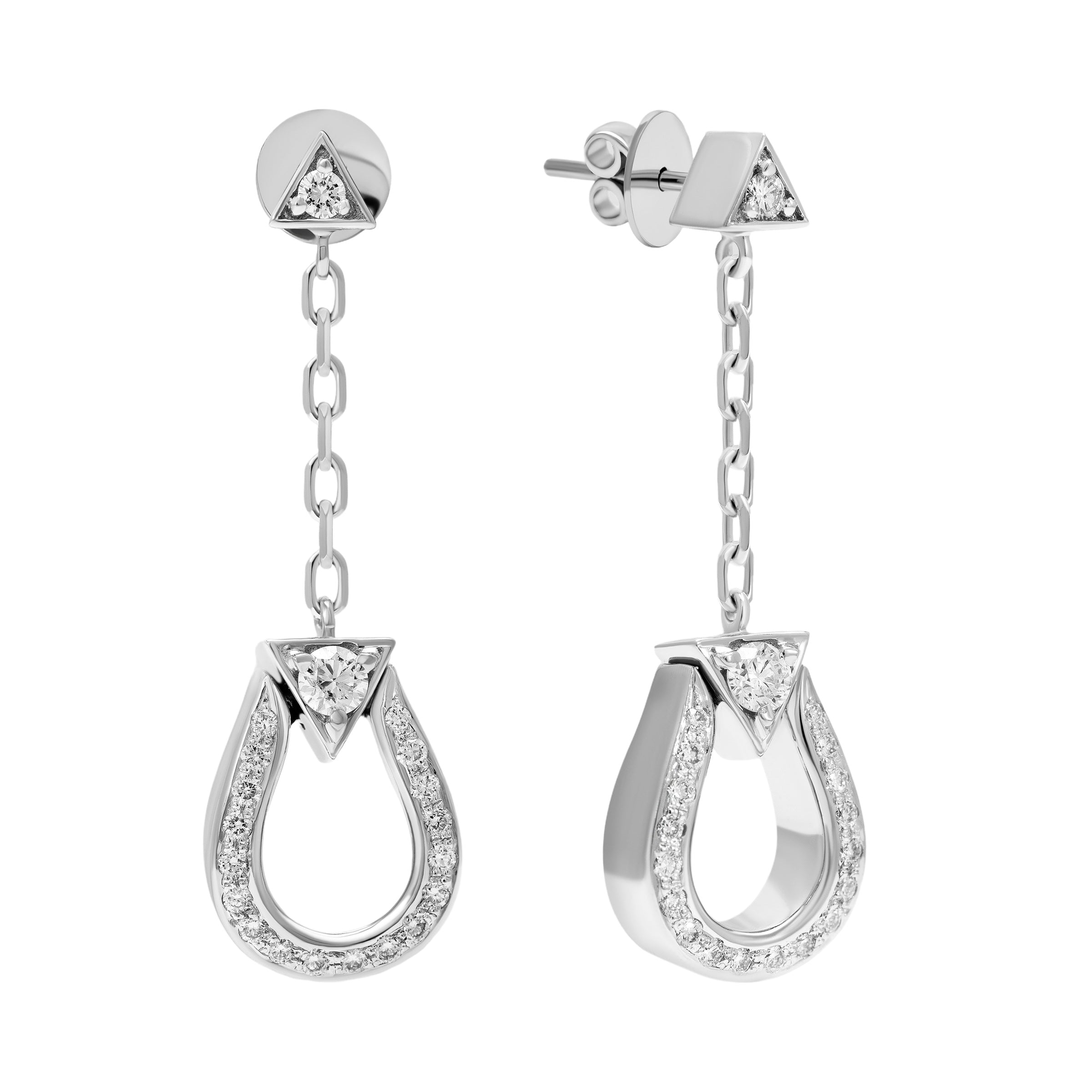 Horse Shoe Earrings - White Gold