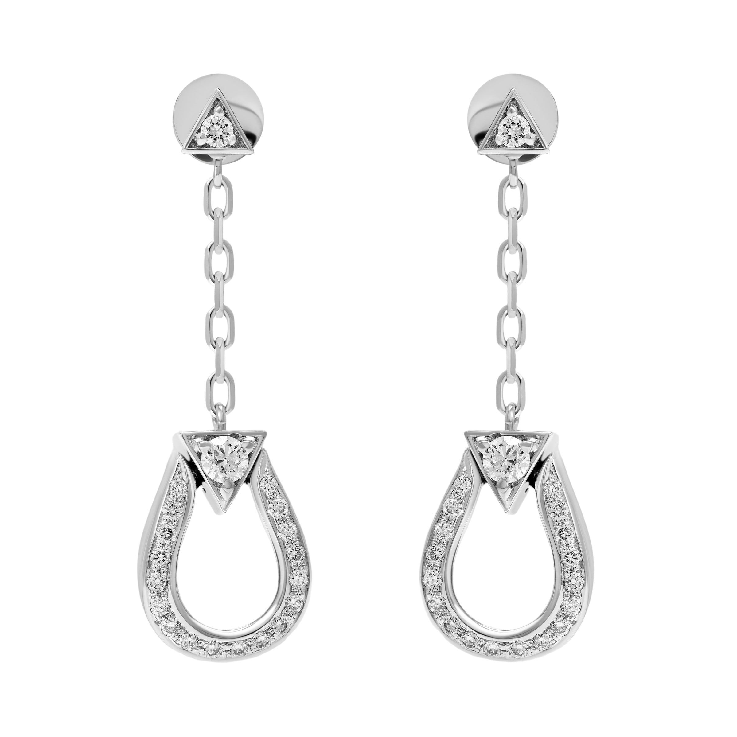 Horse Shoe Earrings - White Gold