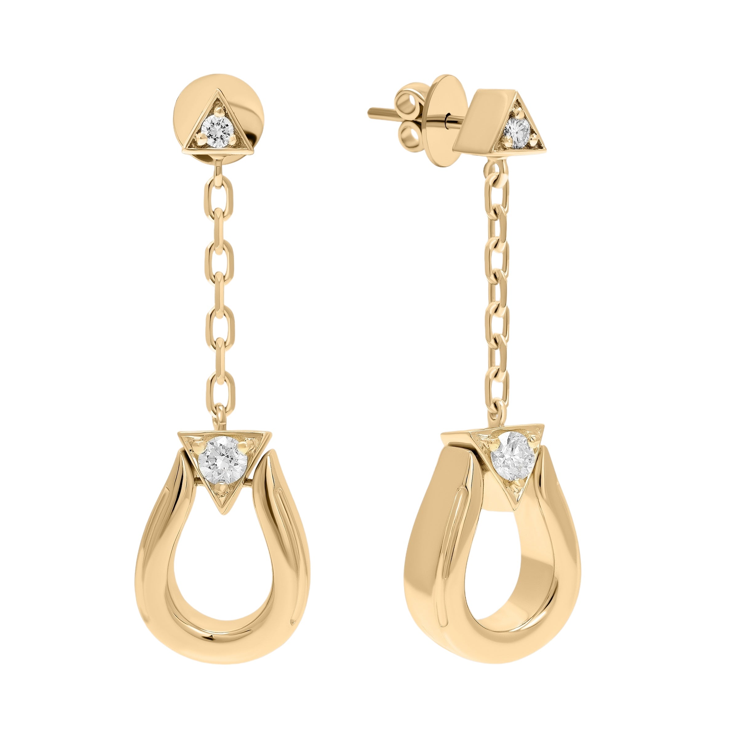 Horse Shoe Earrings - Yellow Gold