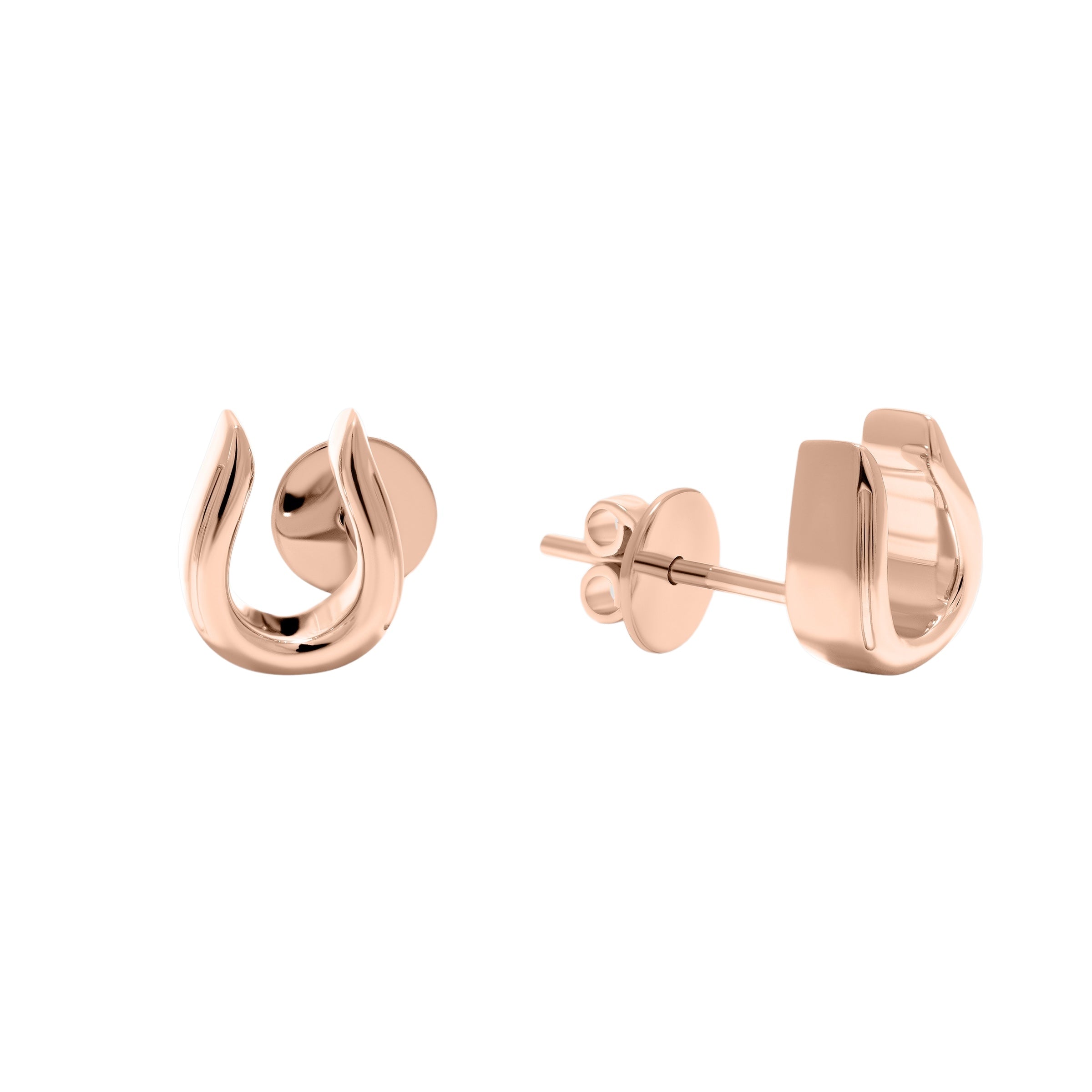 Horse Shoe Stud Earrings - Rose Gold