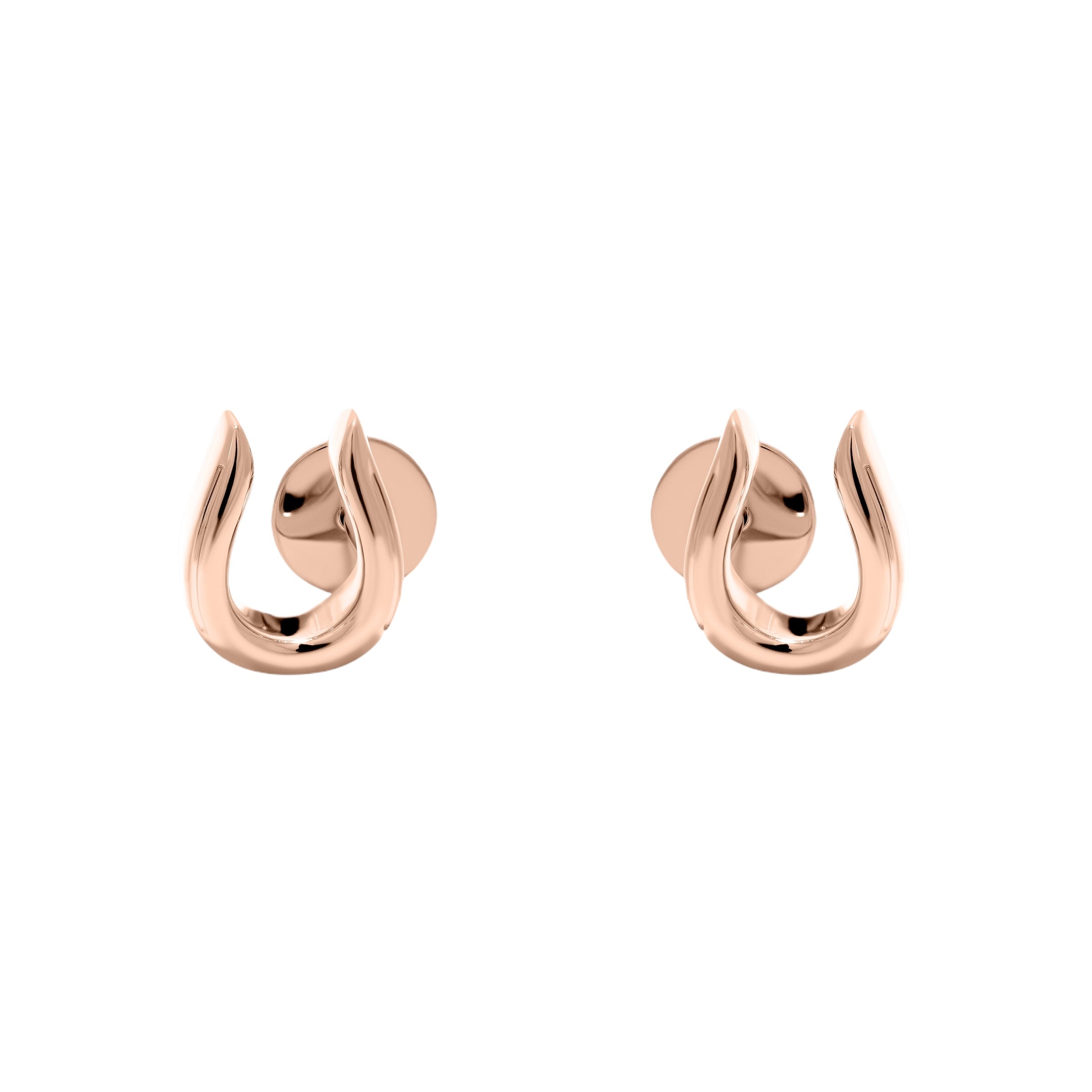 Horse Shoe Stud Earrings - Rose Gold