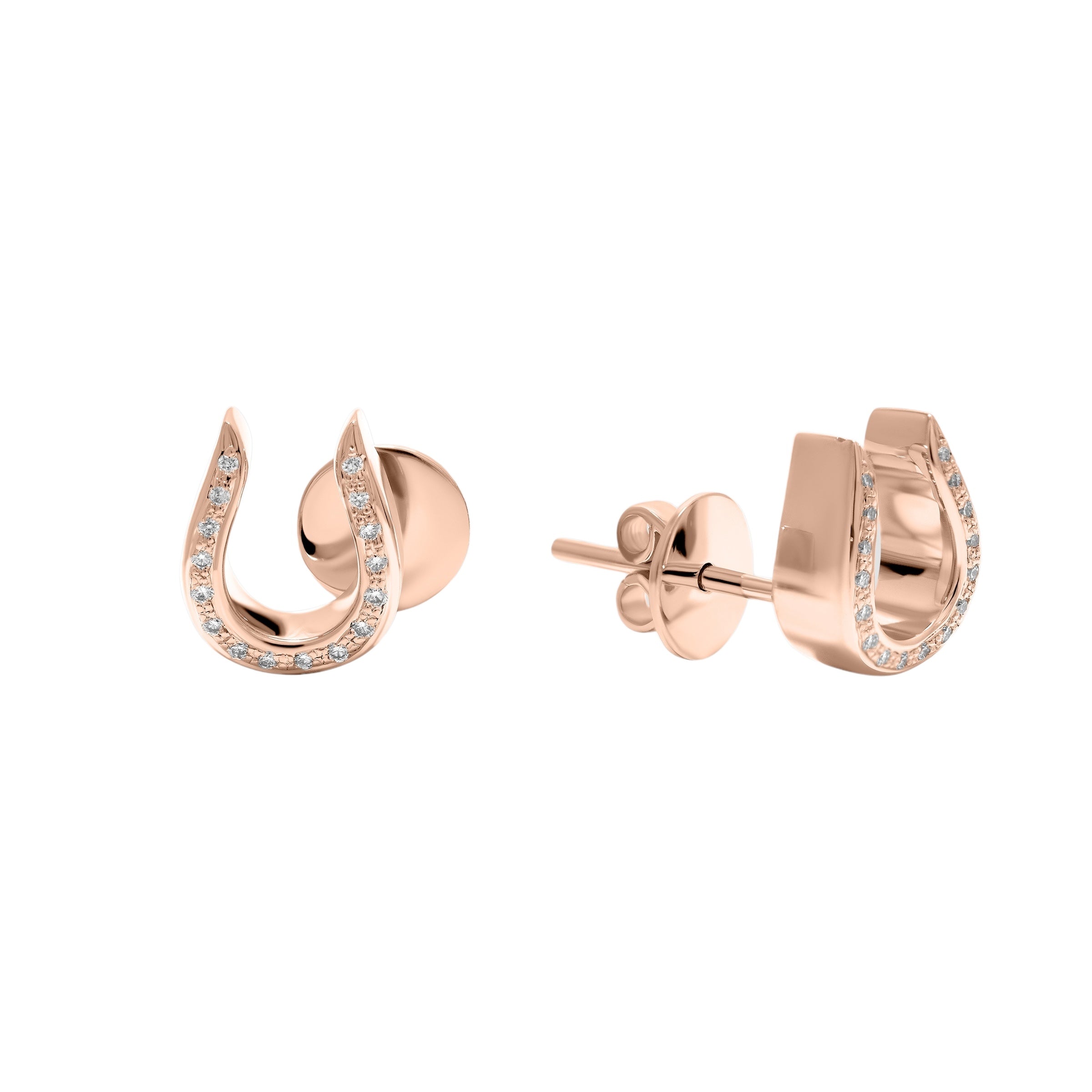 Horse Shoe Stud Earrings - Rose Gold