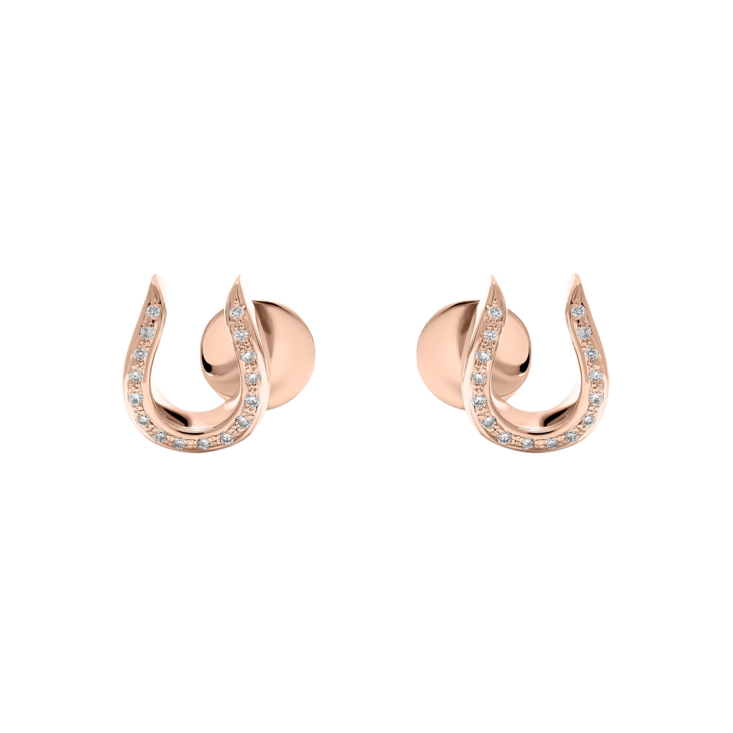 Horse Shoe Stud Earrings - Rose Gold