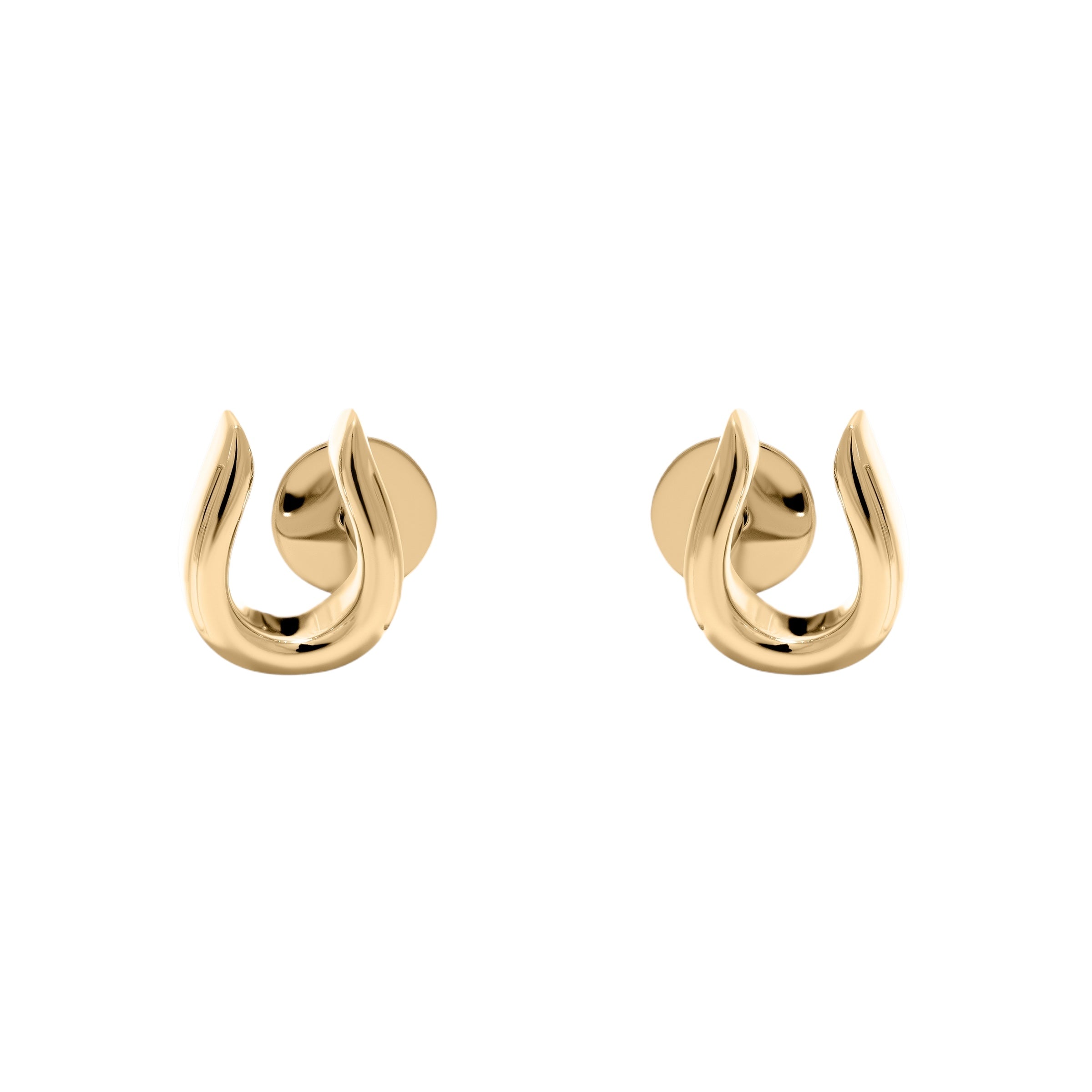 Horse Shoe Stud Earrings - Yellow Gold
