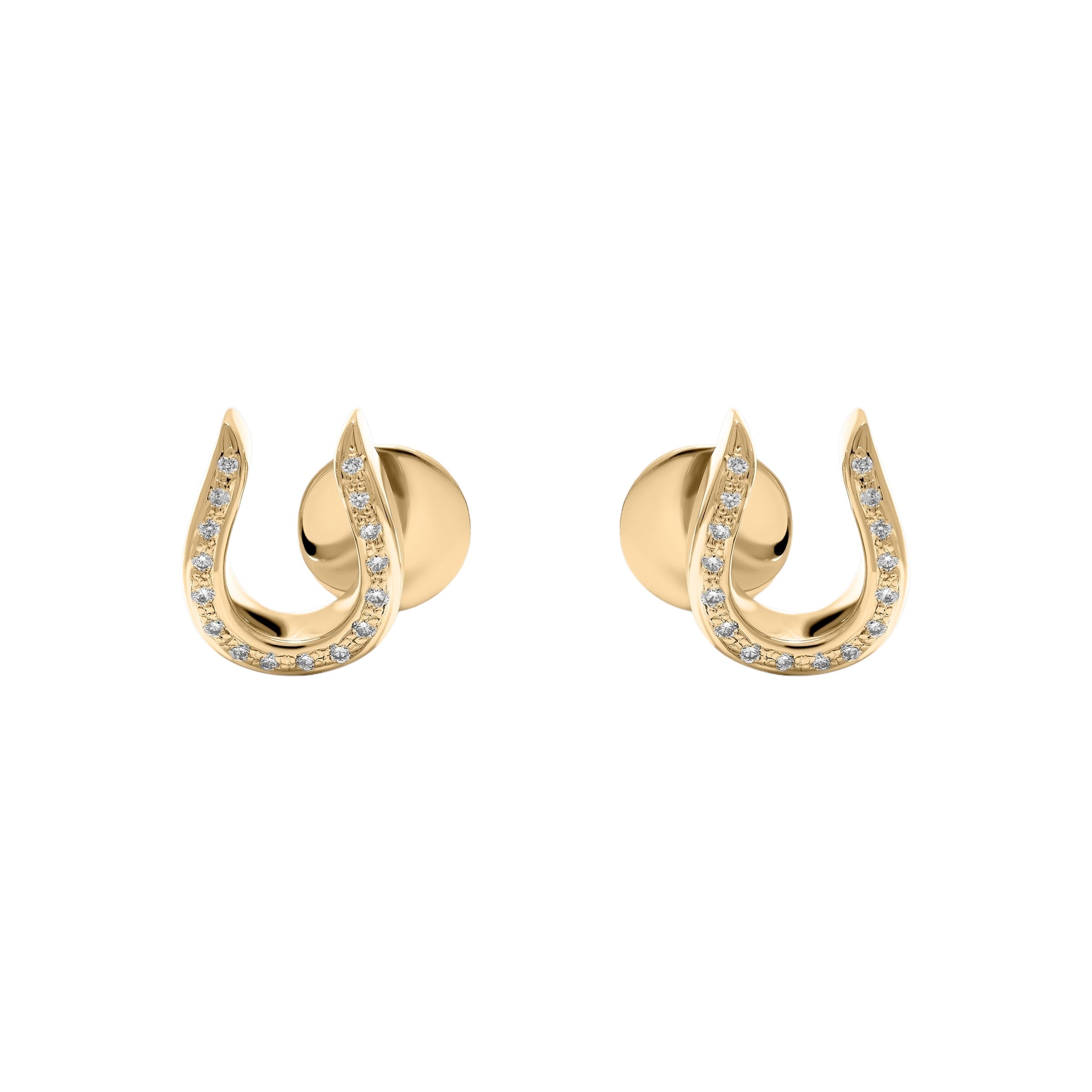 Horse Shoe Stud Earrings - Yellow Gold