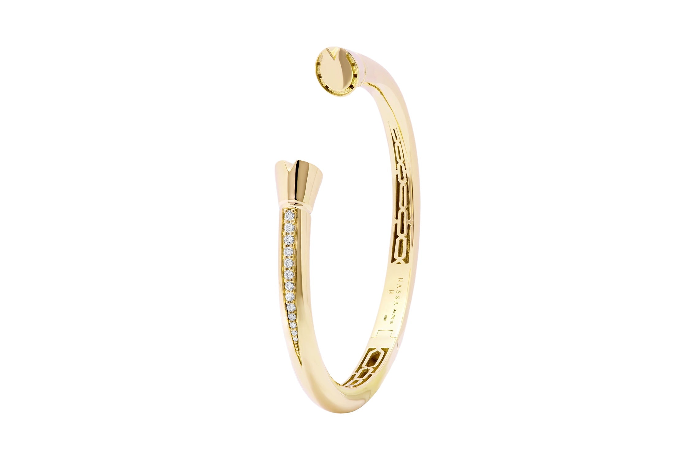 Hoof Bangle Line Diamond - Yellow Gold