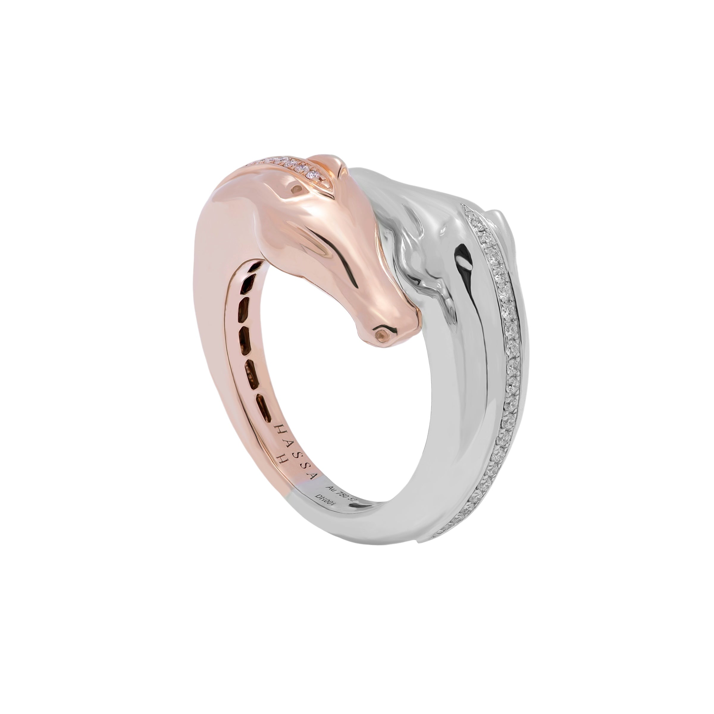 Double Head Ramak Ring - Rose Gold and White Gold