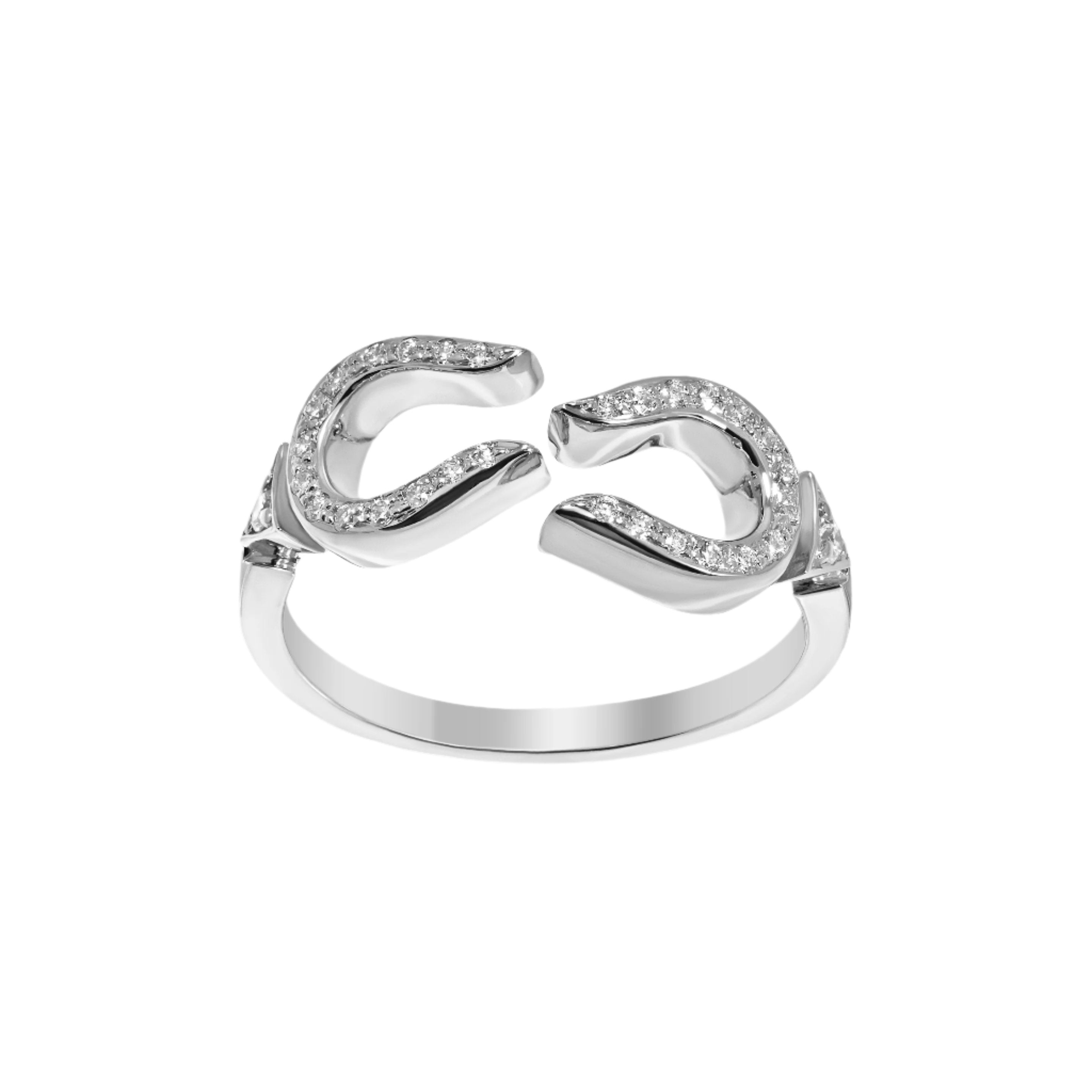 Horse Shoe Ring - White Gold
