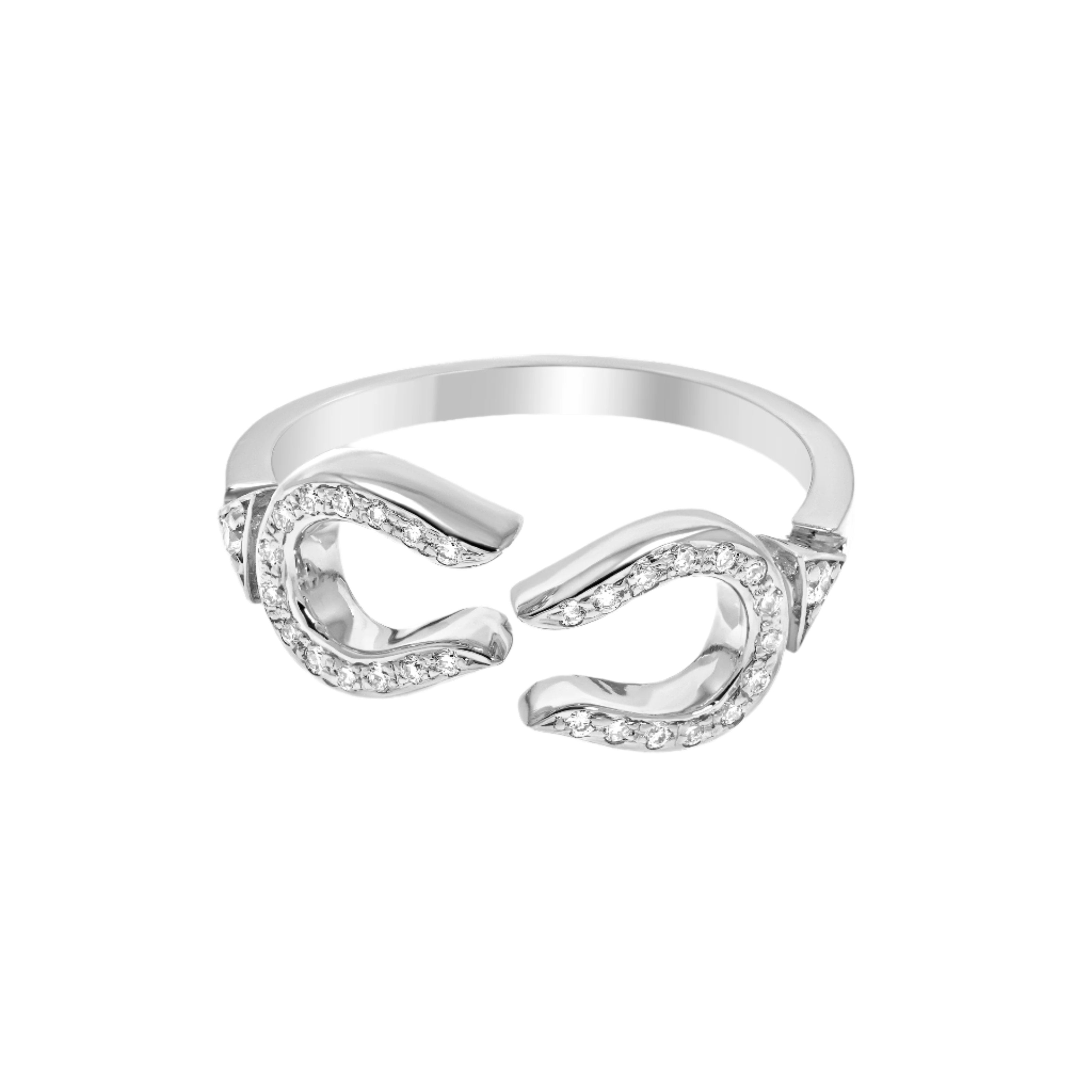 Horse Shoe Ring - White Gold