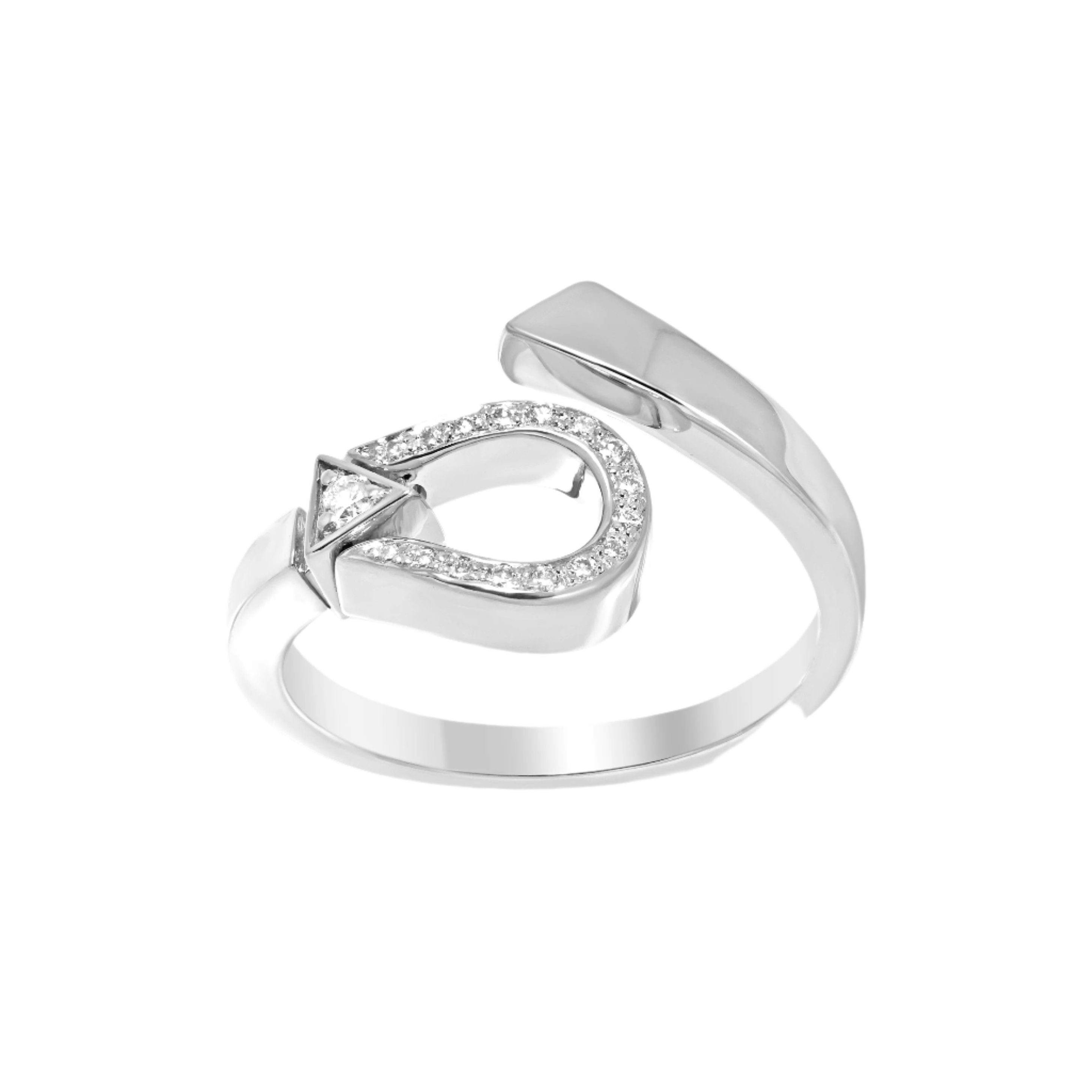 Horse Shoe Ring - White Gold