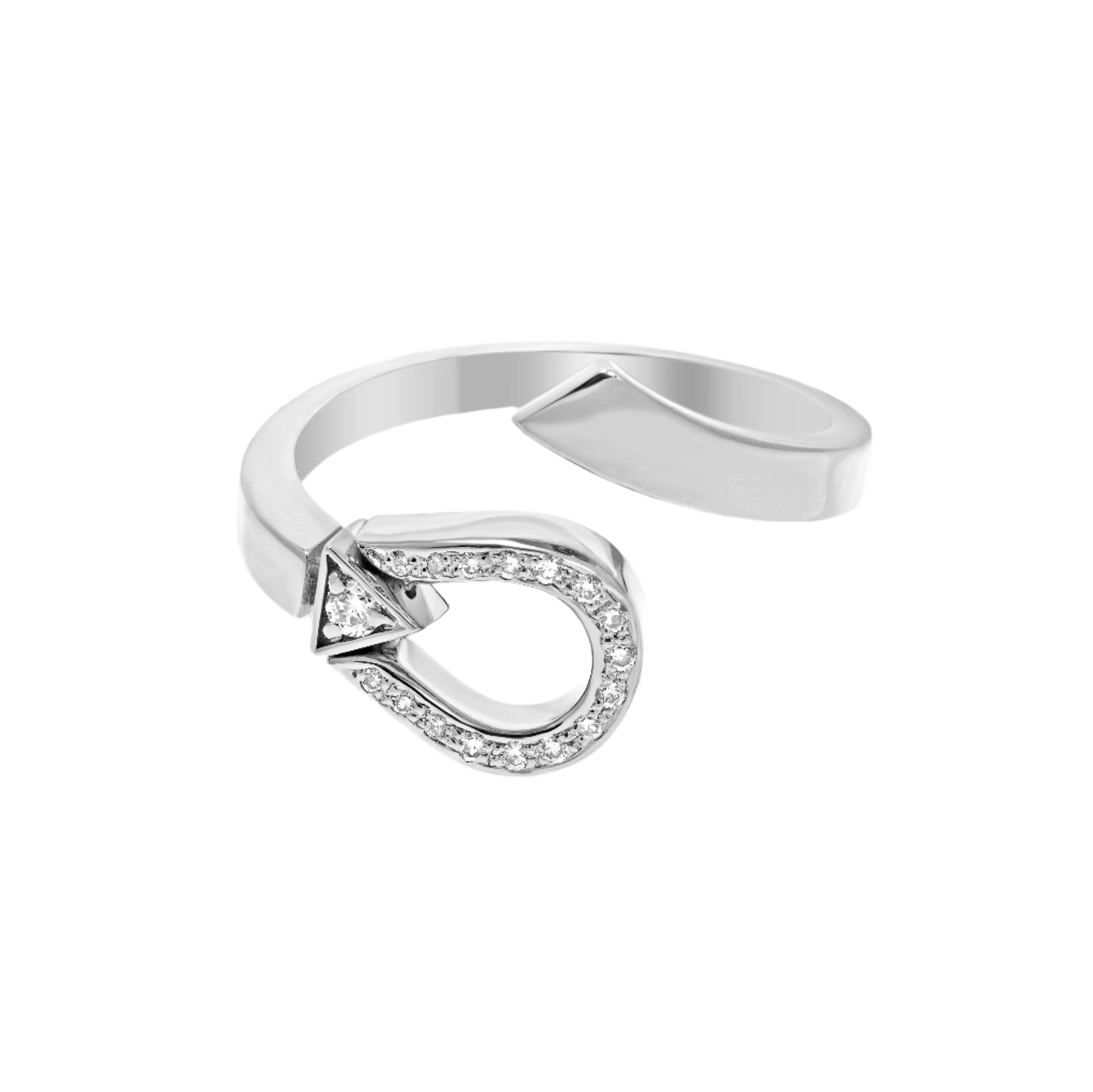 Horse Shoe Ring - White Gold