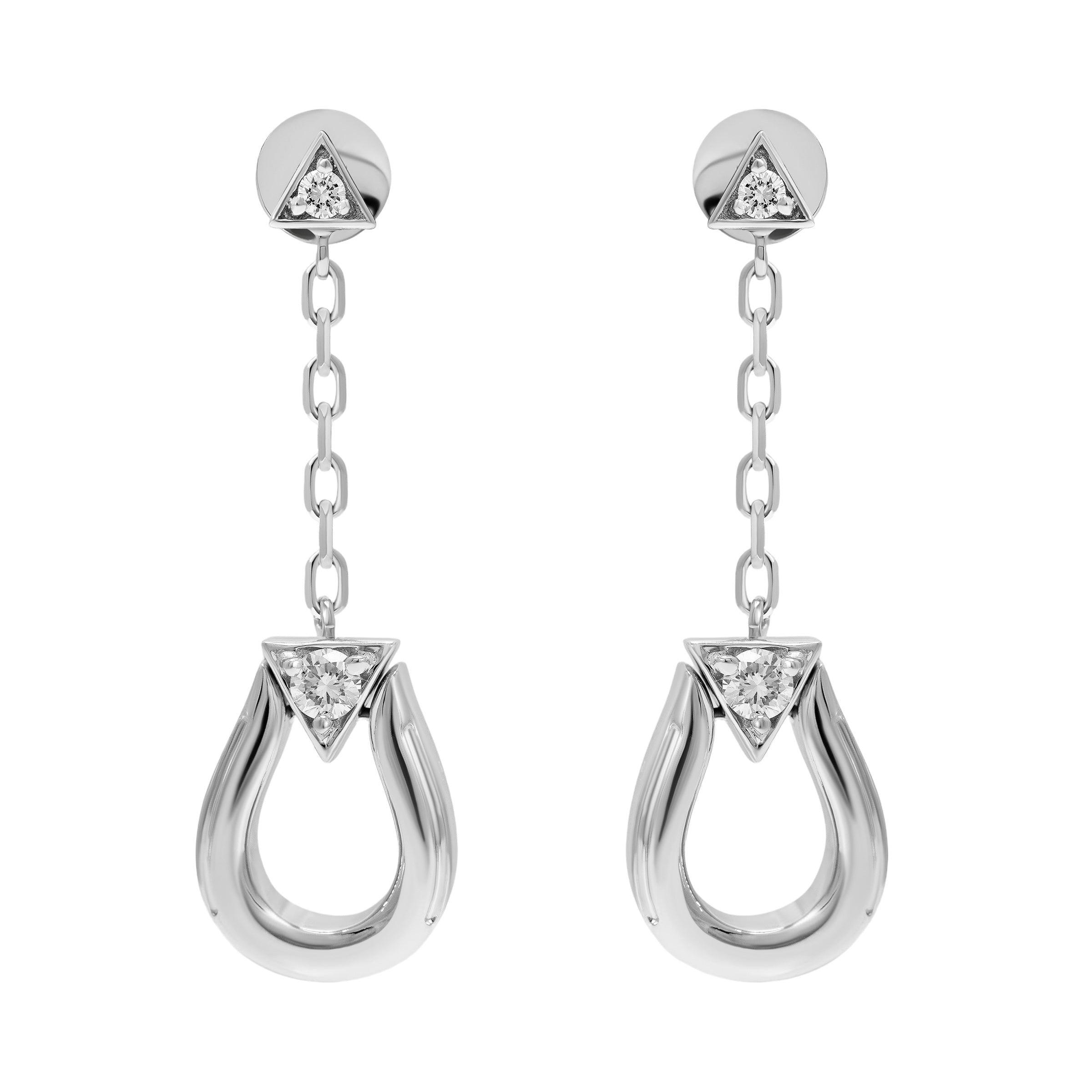 Horse Shoe Earring - White Gold