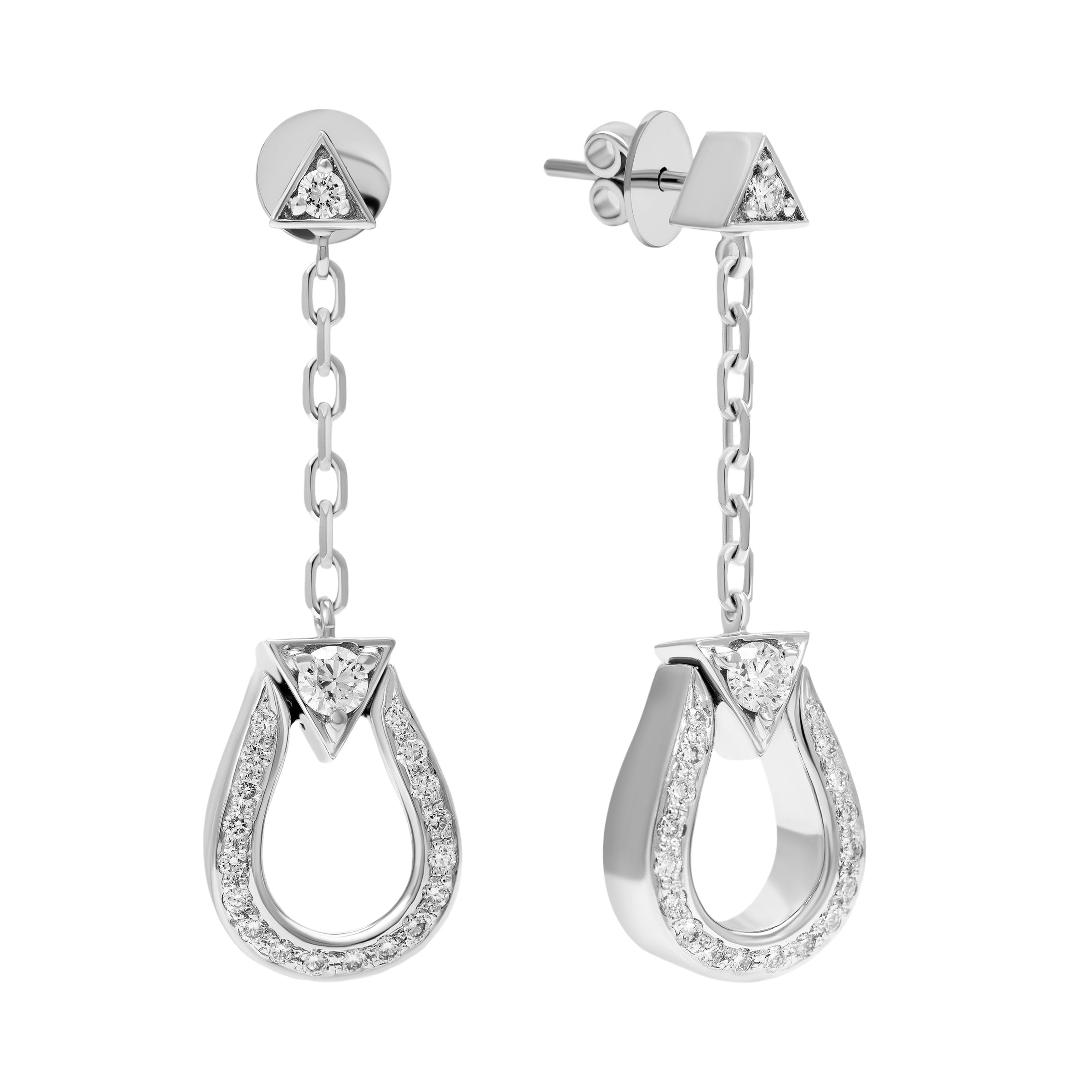 Horse Shoe Earring - White Gold