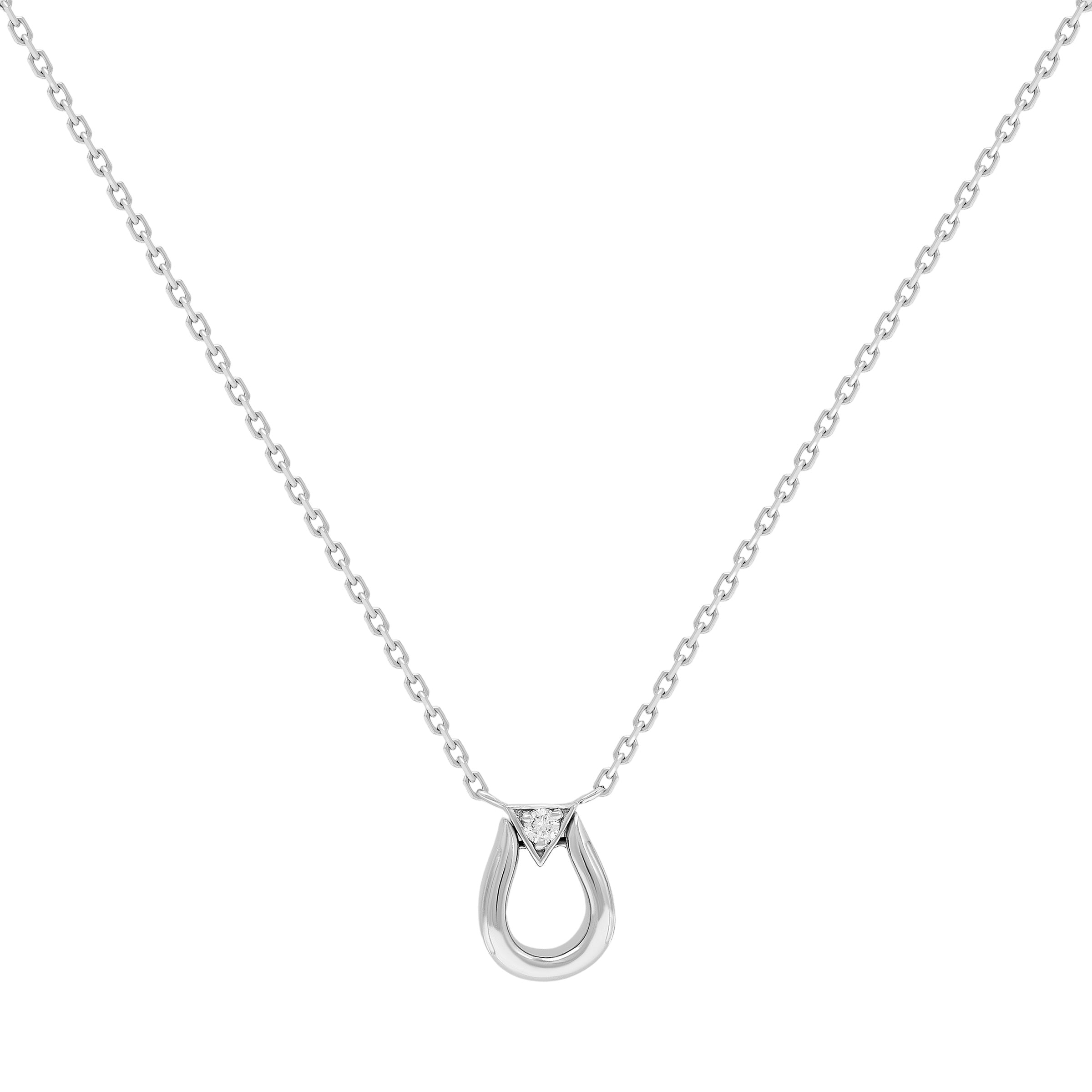 Horse Shoe Necklace - White Gold