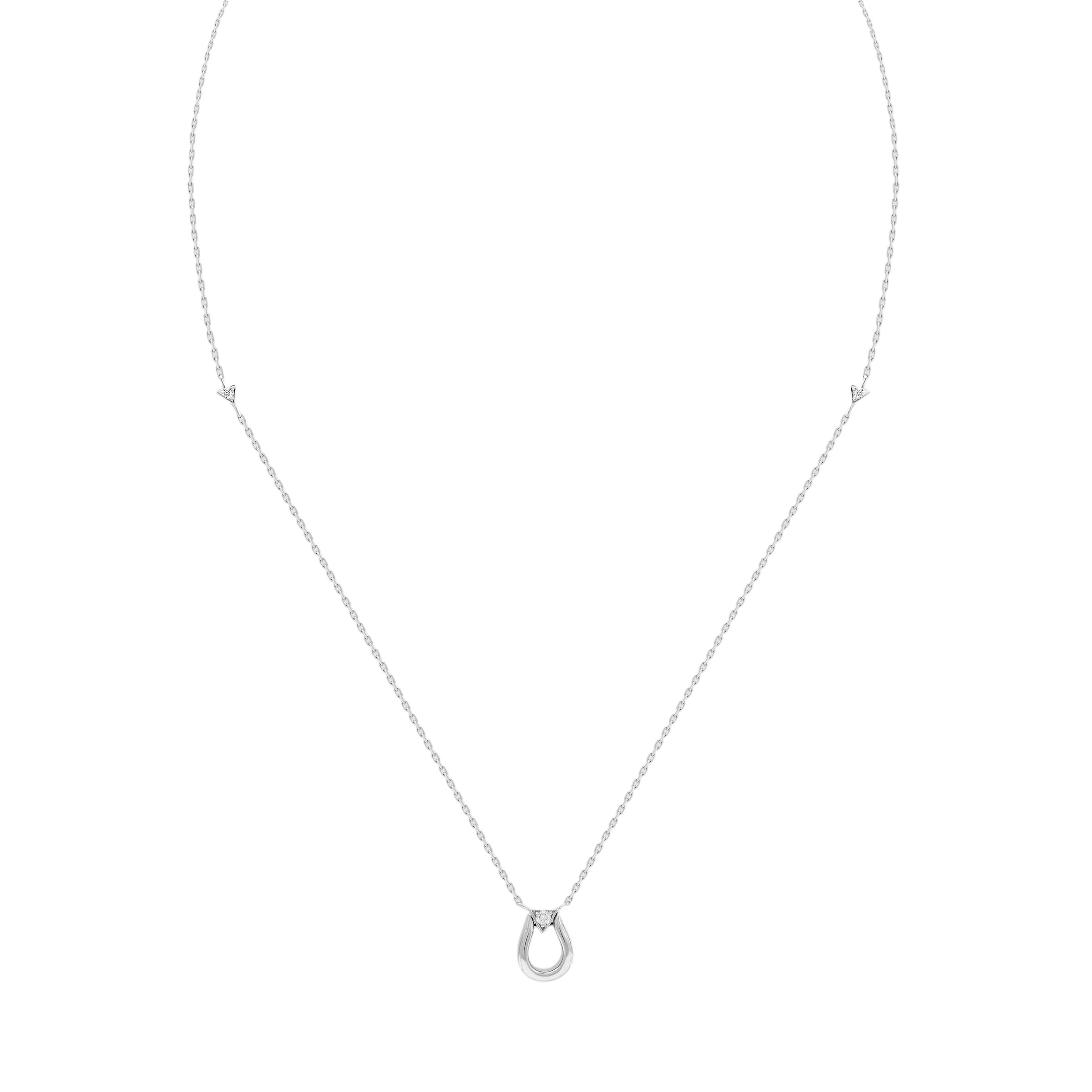 Horse Shoe Necklace - White Gold