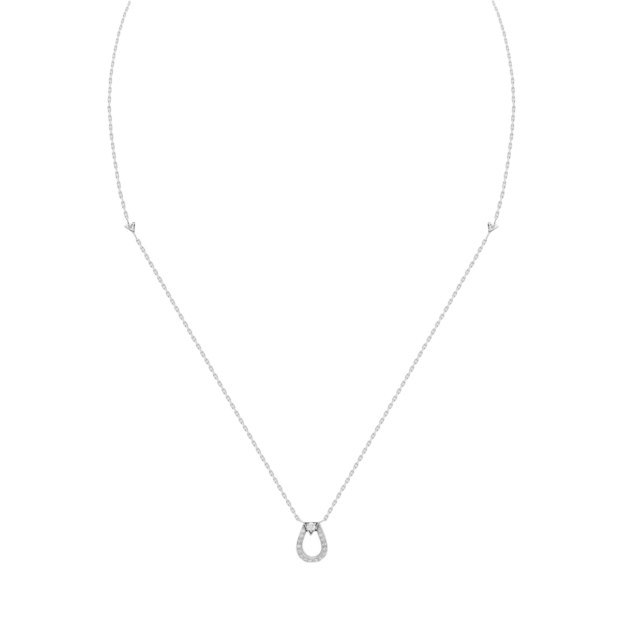 Horse Shoe Necklace - White Gold