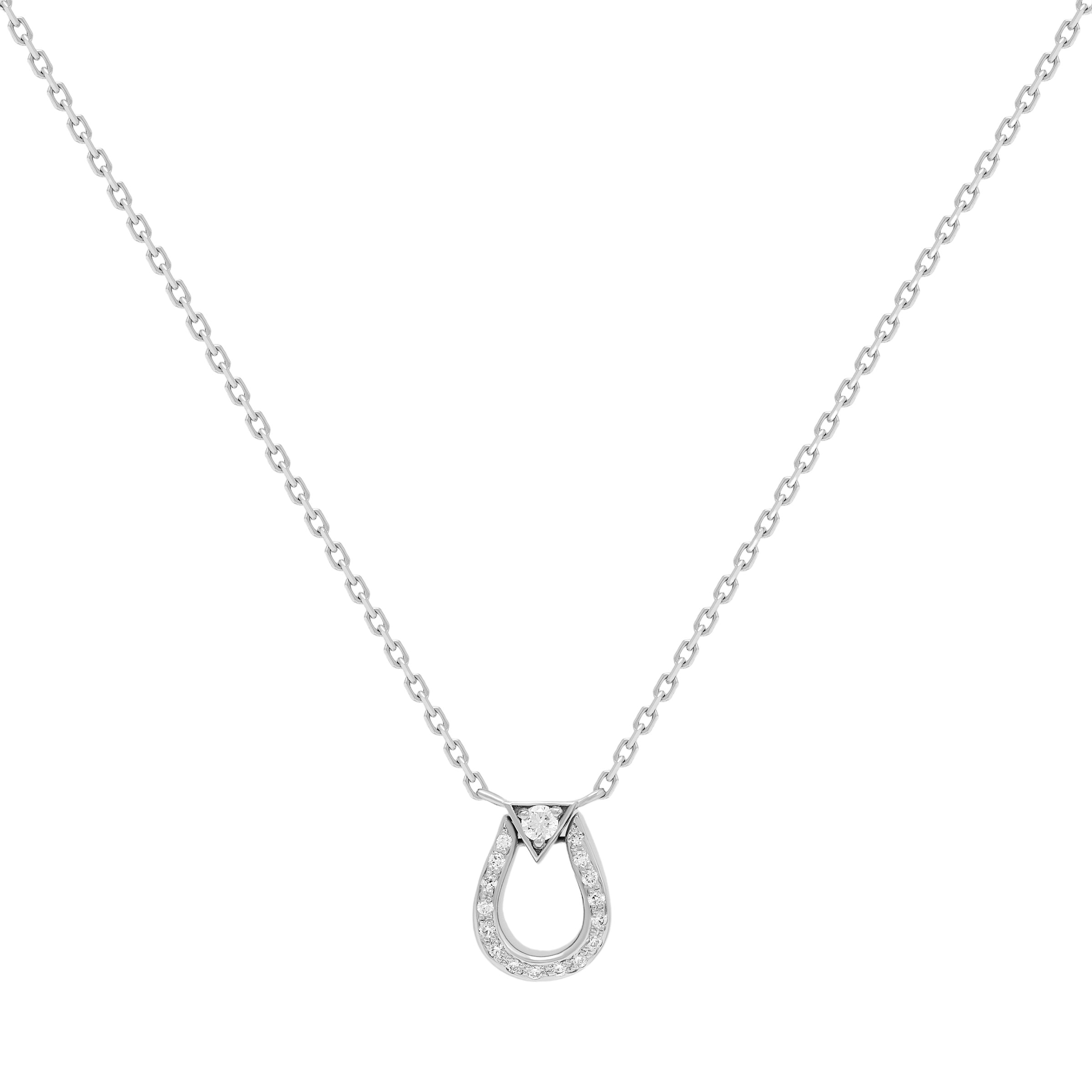 Horse Shoe Necklace - White Gold