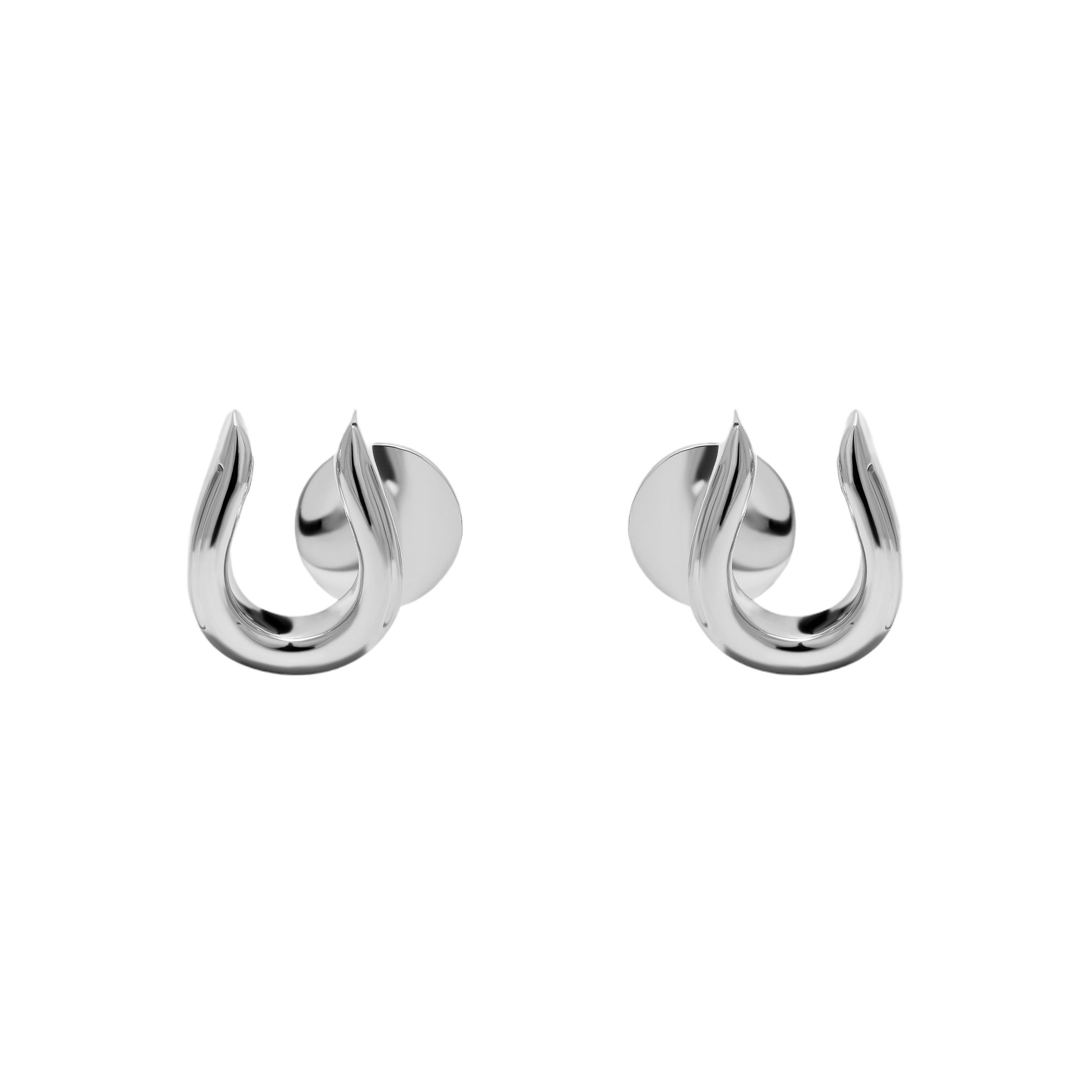 Horse Shoe Stud Earring - White Gold