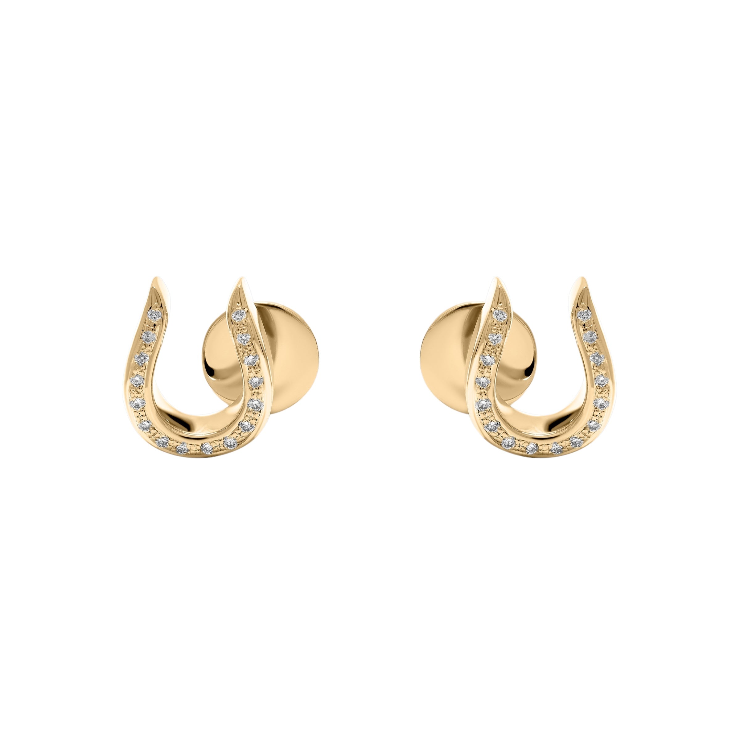 Horse Shoe Stud Earring - Yellow Gold