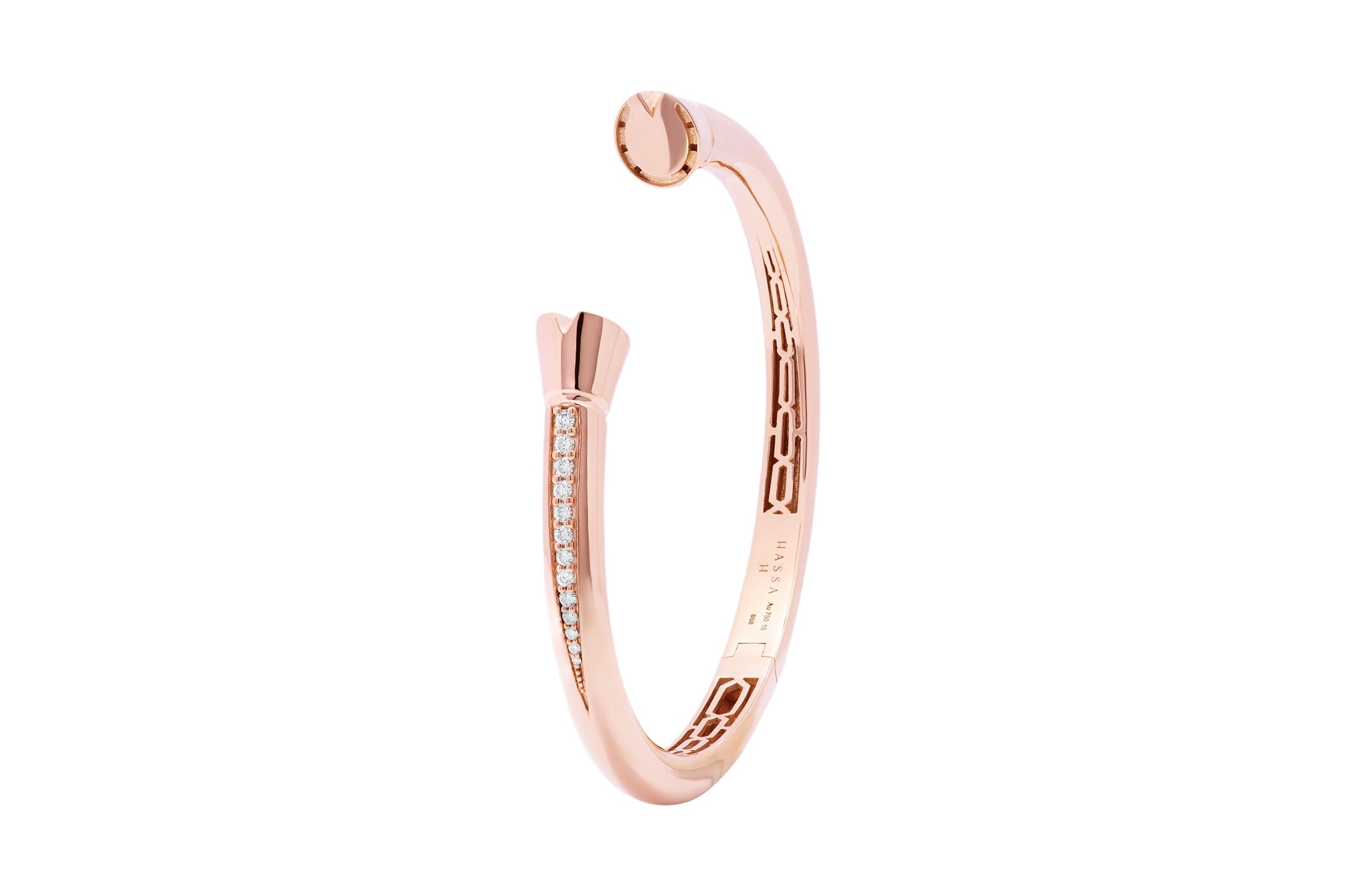 Hoof Bangle Line Diamond - Rose Gold