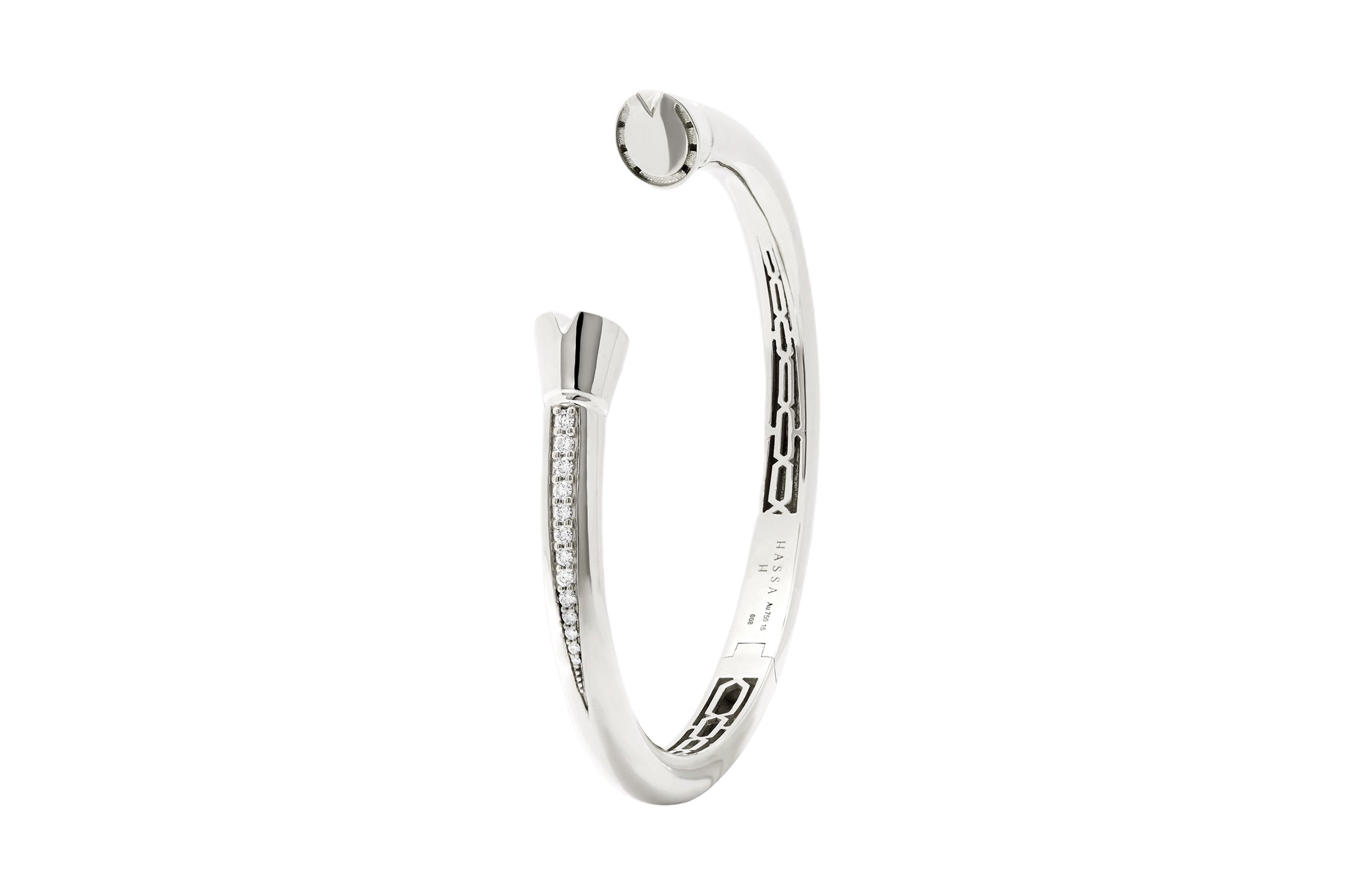 Hoof Bangle Line Diamond - White Gold