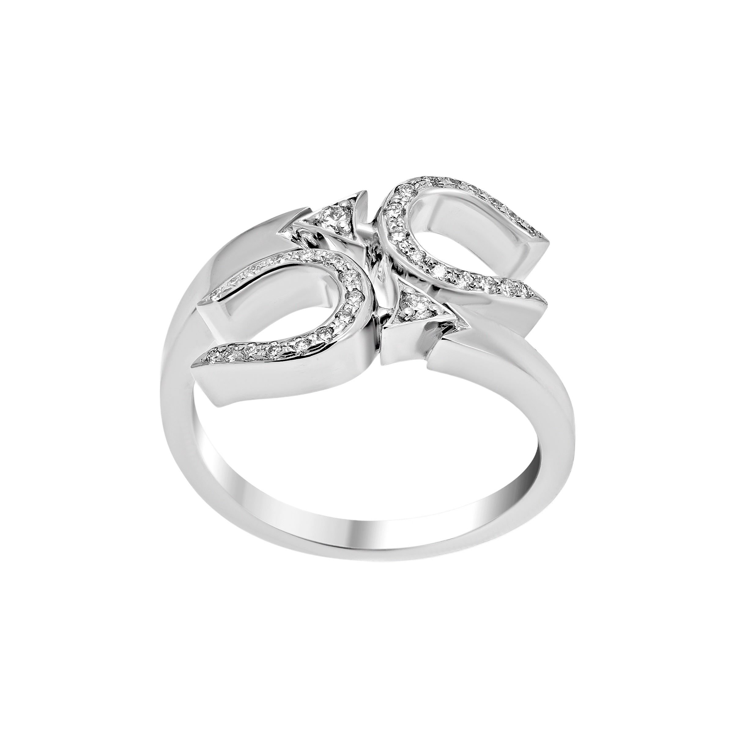 Horse Shoe Ring - White Gold