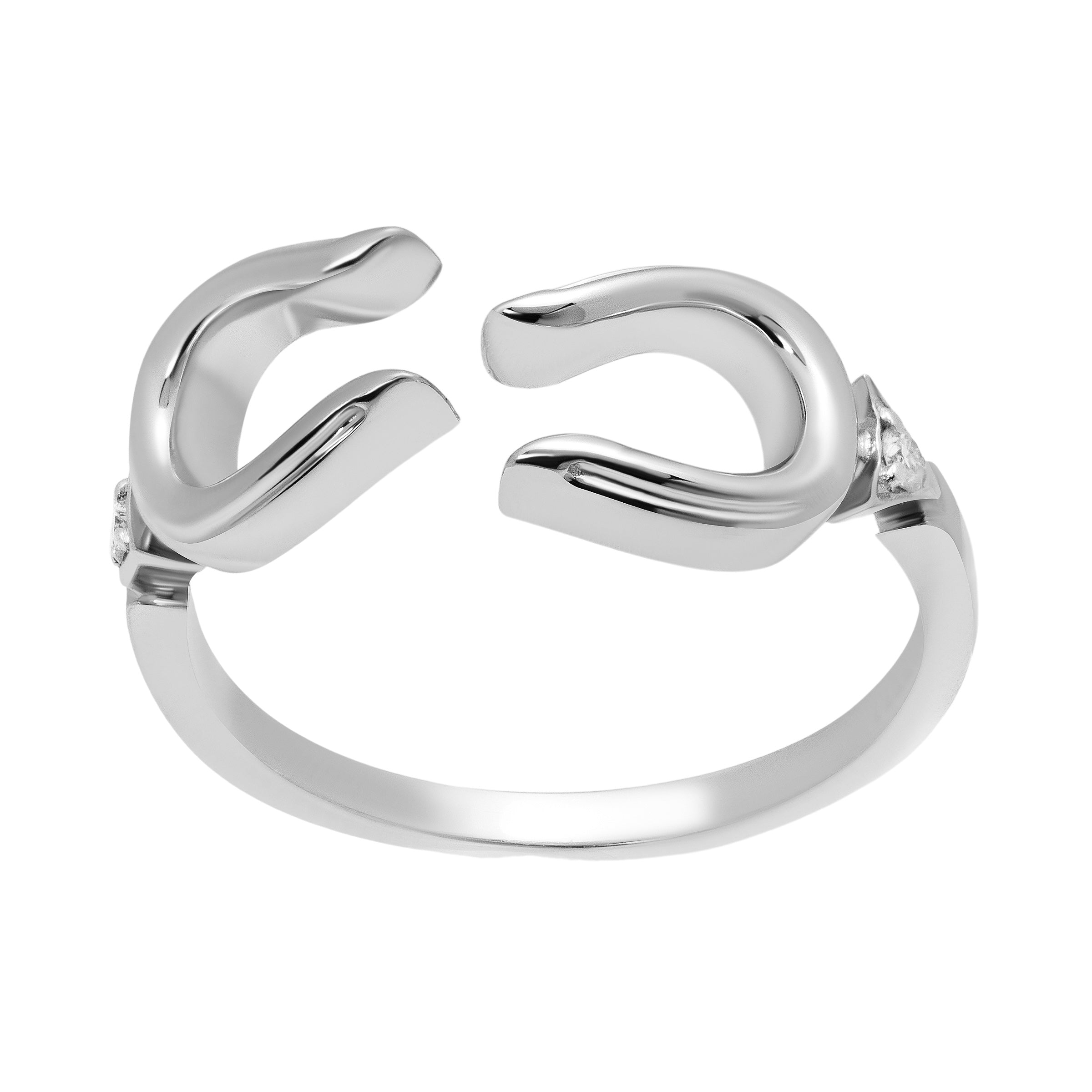 Horse Shoe Ring - White Gold