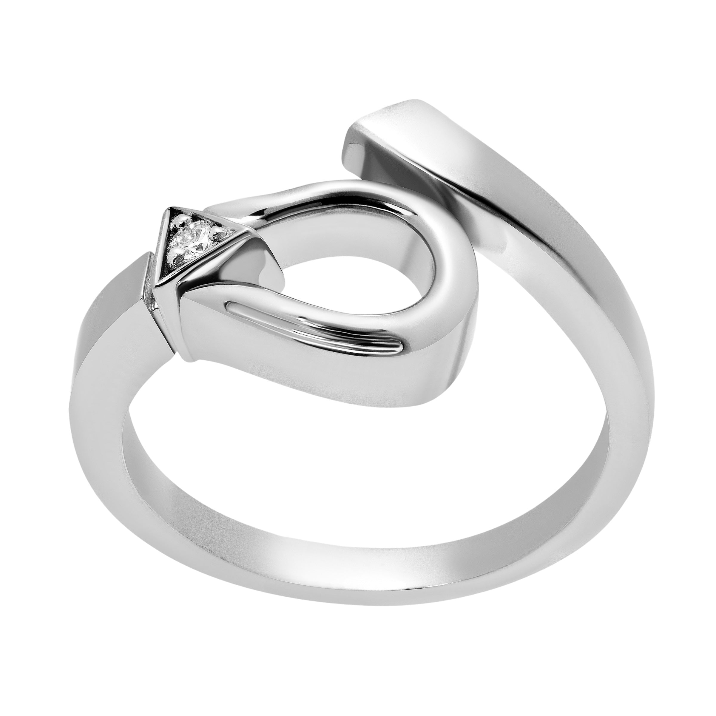 Horse Shoe Ring - White Gold