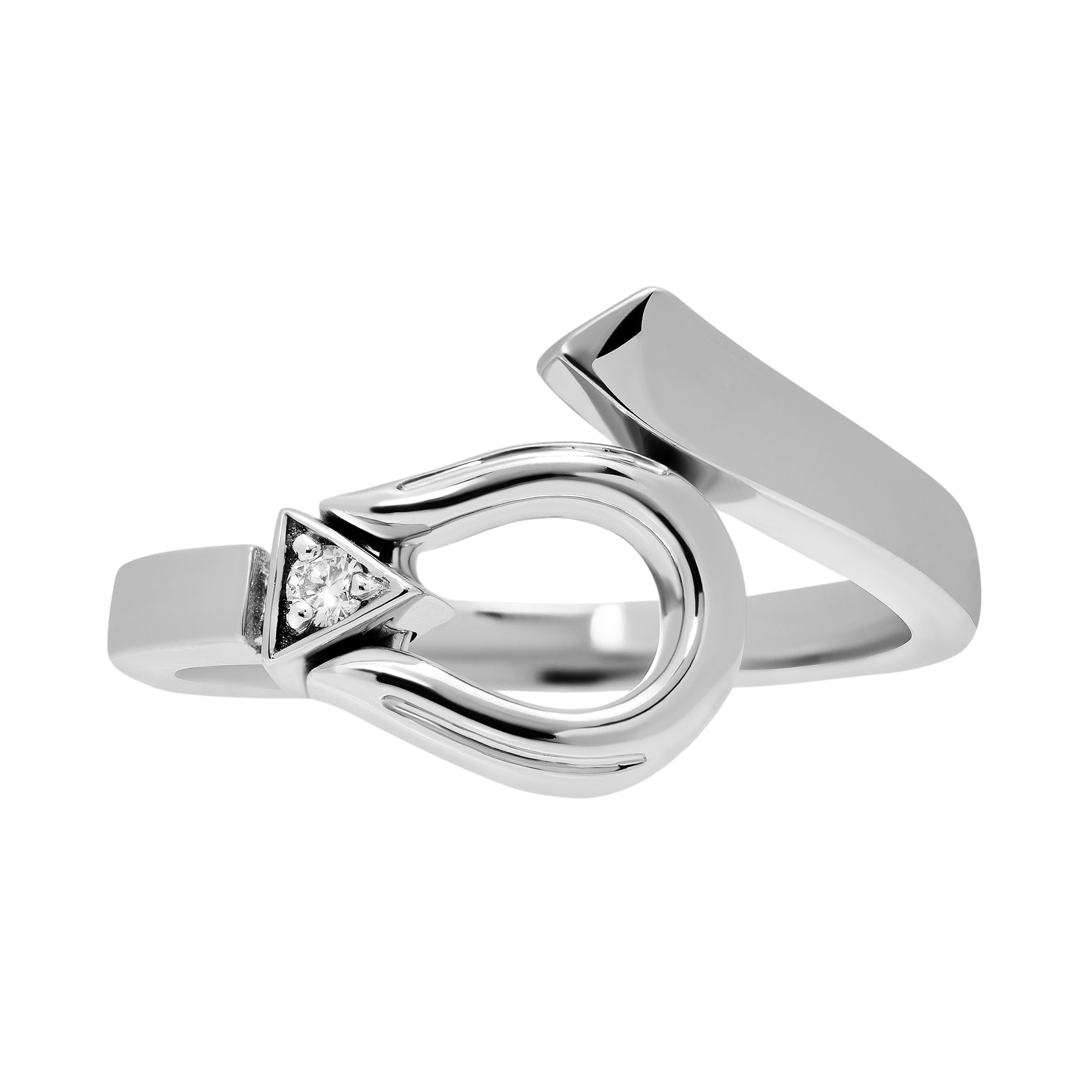 Horse Shoe Ring - White Gold