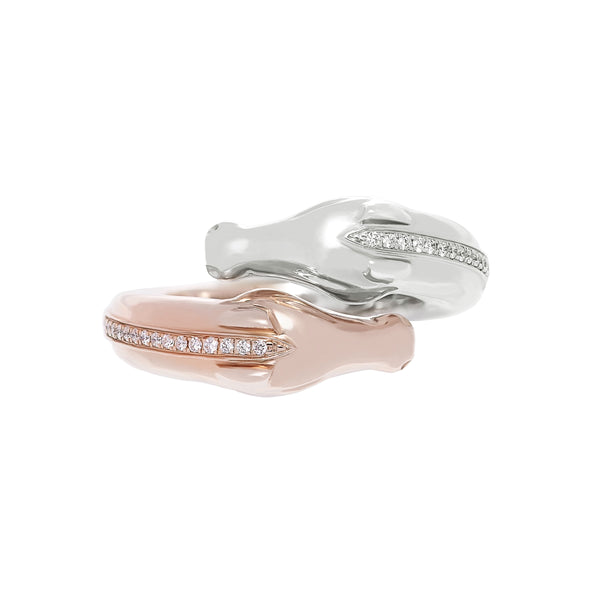 Double Head Ramak Ring - Rose Gold and White Gold