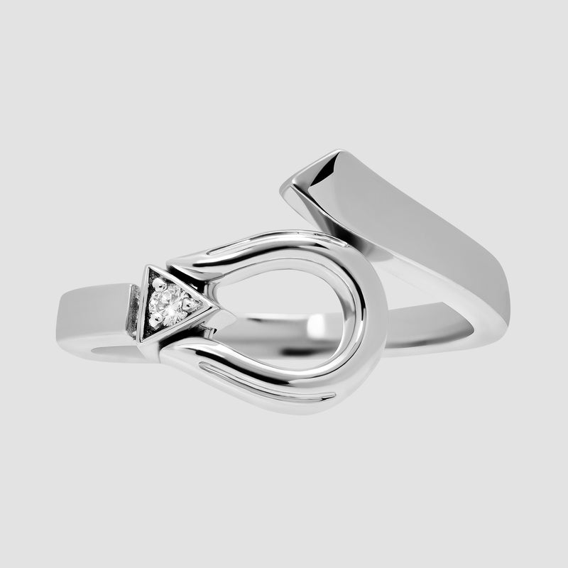 Horse Shoe Ring - White Gold