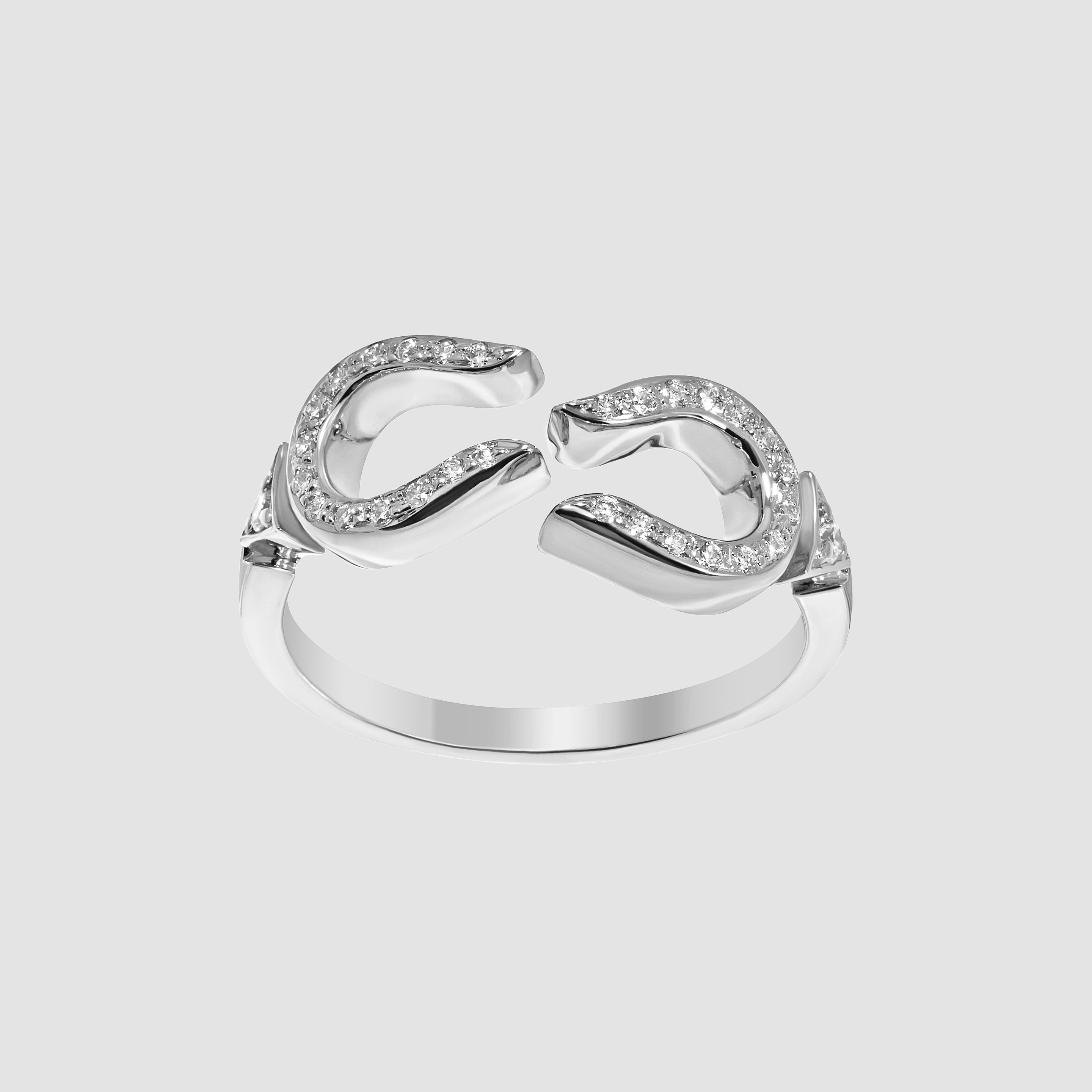 Horse Shoe Ring - White Gold