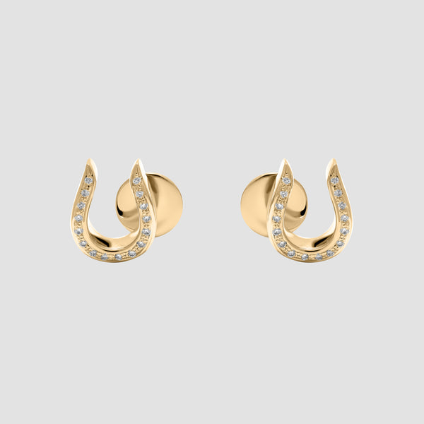 Horse Shoe Stud Earring - Yellow Gold