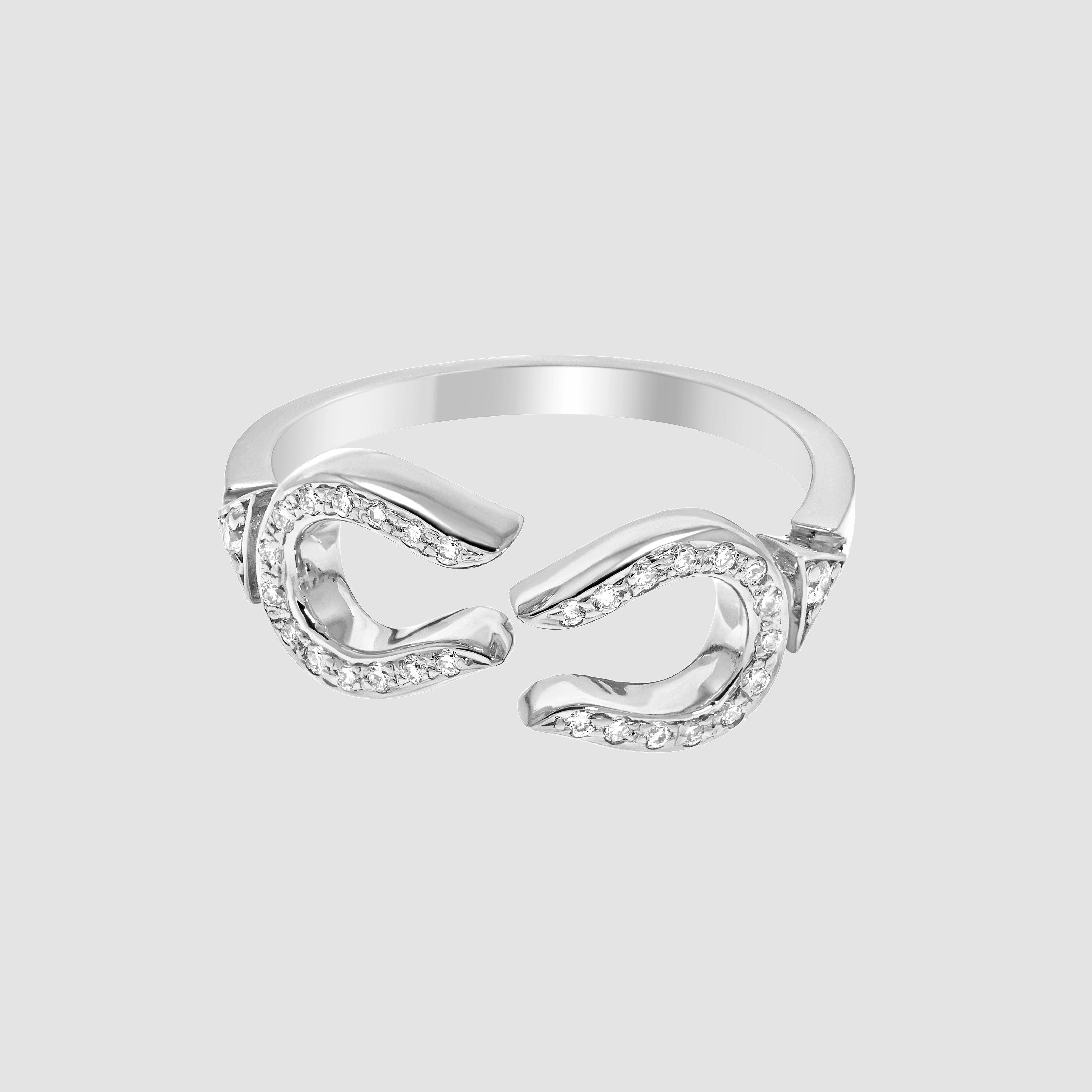 Horse Shoe Ring - White Gold