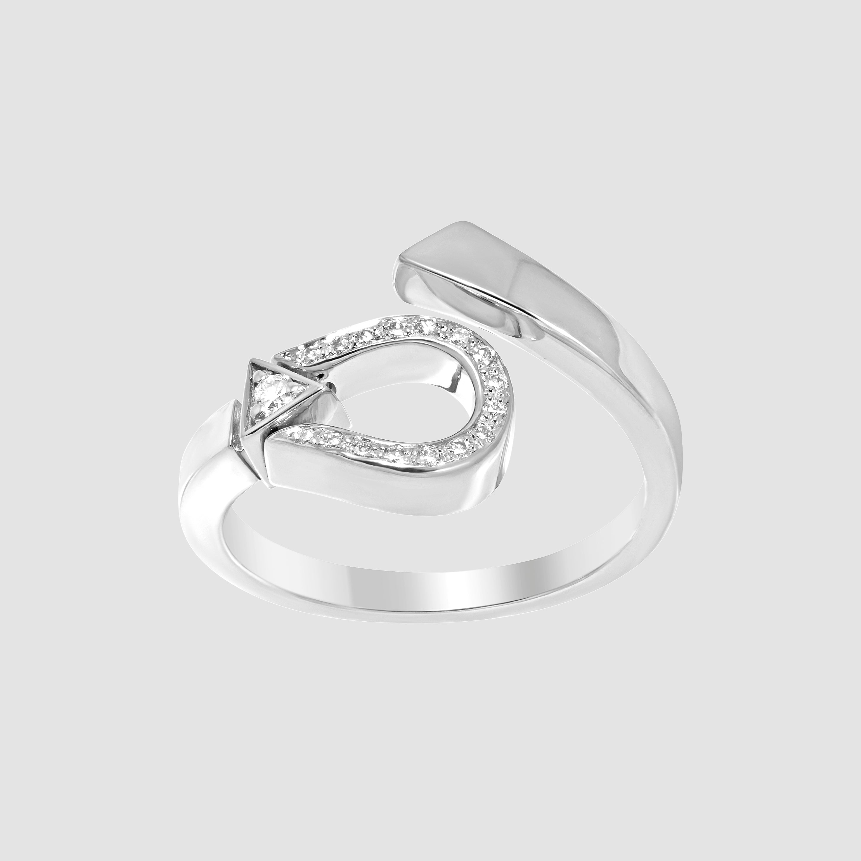 Horse Shoe Ring - White Gold