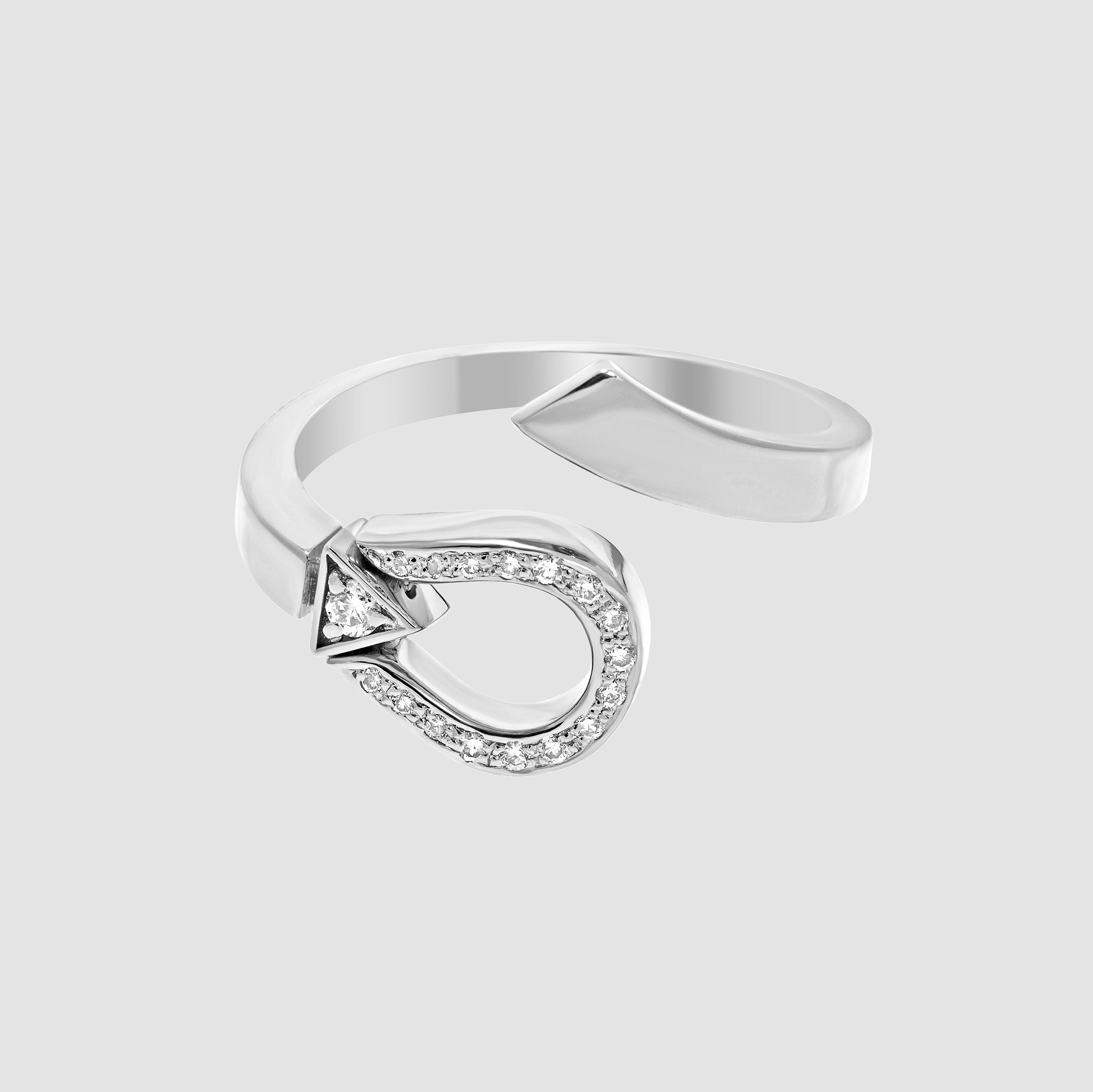 Horse Shoe Ring - White Gold